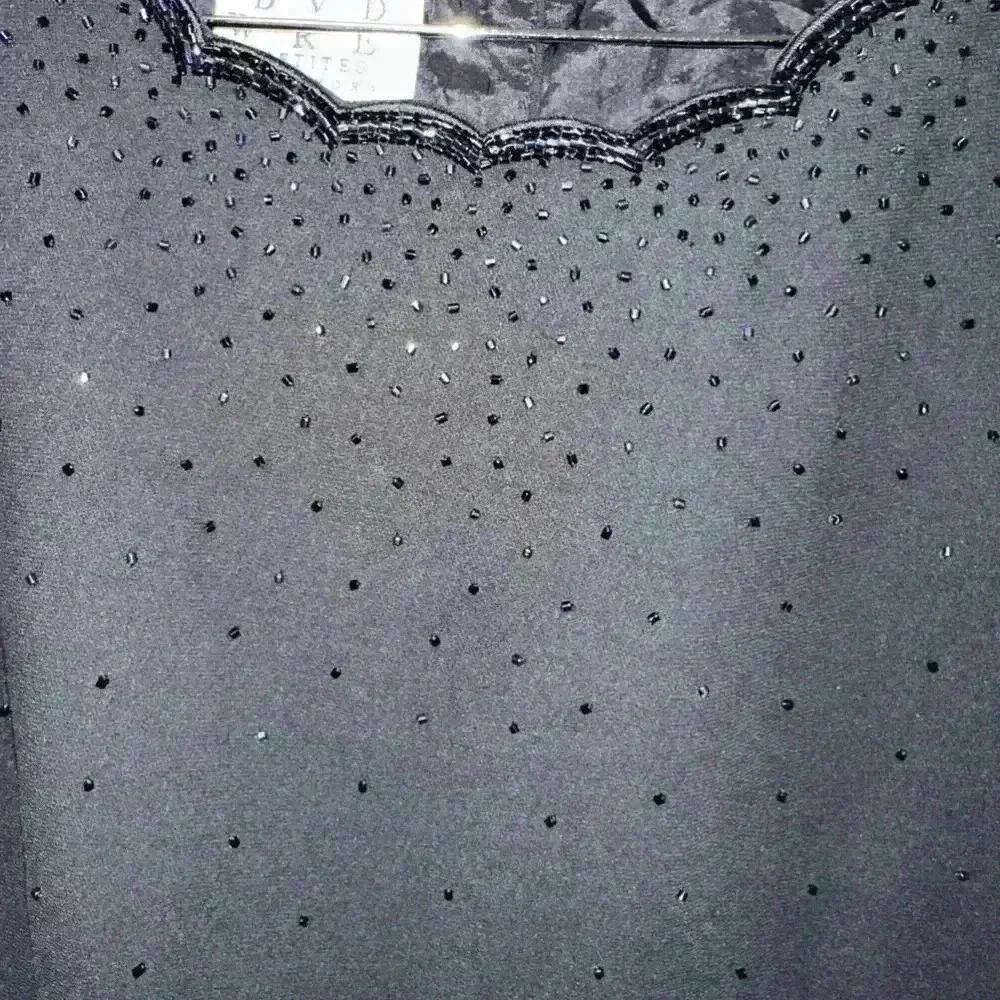 Vintage 90’s David Warren Black Tank with Sequins Top / Petite New York / 12P - Picture 3 of 12